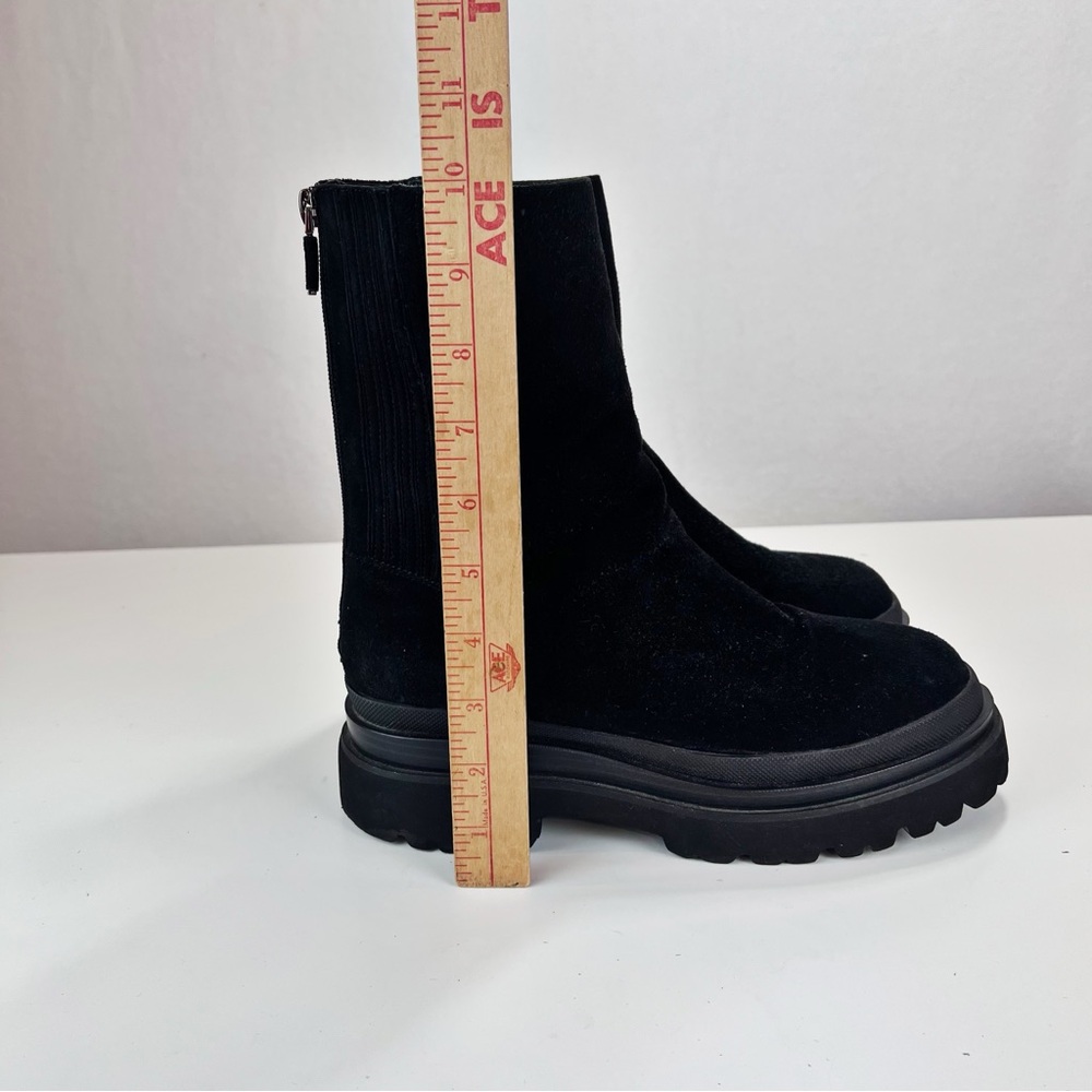 Lola Cruz Pruga Black Suede Boots Size 38 Black Suede Lug Sole Chunky Retro - Picture 2 of 9